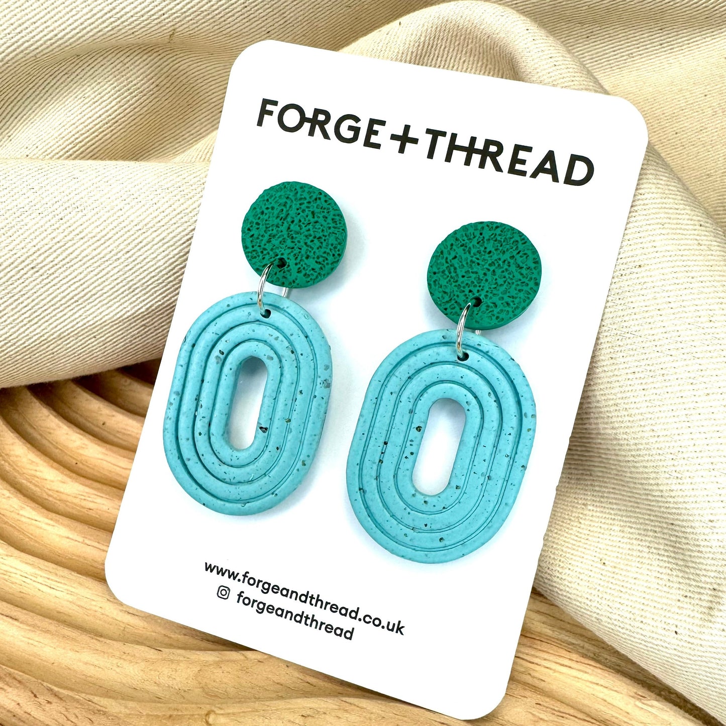 BLUE SPECKLE LOOP EARRINGS