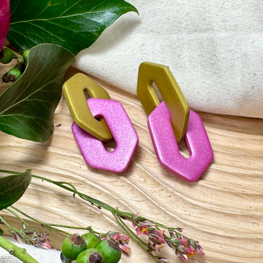 PINK & GOLD INTERLINKING EARRINGS