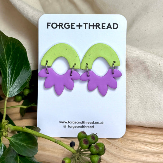 MAISY EARRING - SPECKLED WASABI & LILAC