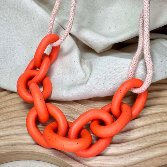 ORANGE SPECKLE CHUNKY LINK NECKLACE